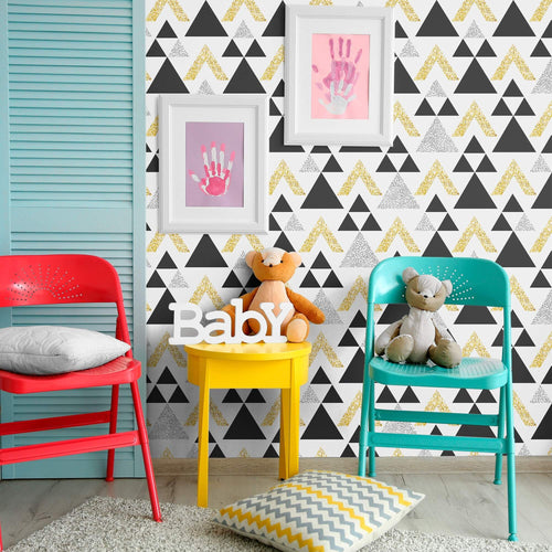 Beige Triangles Geometric Peel and Stick Removable Wallpaper 4849