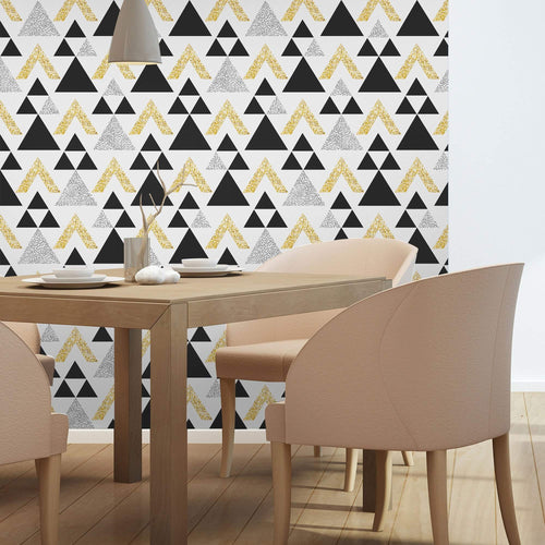 Beige Triangles Geometric Peel and Stick Removable Wallpaper 4849