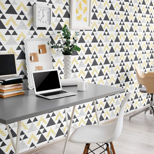 Beige Triangles Geometric Peel and Stick Removable Wallpaper 4849