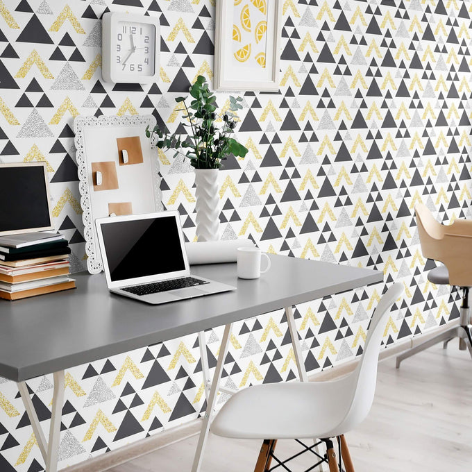 Beige Triangles Geometric Peel and Stick Removable Wallpaper 4849