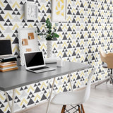 Beige Triangles Geometric Peel and Stick Removable Wallpaper 4849
