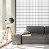 Black and Grey Grid Geometric Peel and Stick Removable Wallpaper 9462