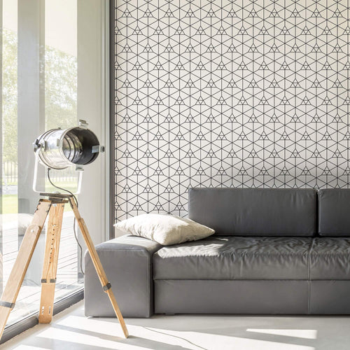 White Triangles Geometric Peel and Stick Removable Wallpaper 1684