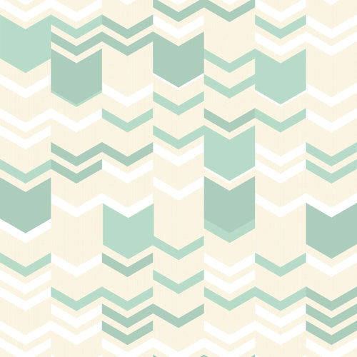 Teal and Beige Chevron Geometric Peel and Stick Removable Wallpaper 2221