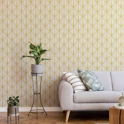 Yellow Sunburst Peel and Stick Removable Wallpaper 6094