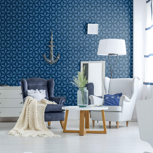Royal Blue Diamond Geometric Peel and Stick Removable Wallpaper 291b