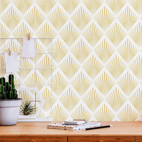 Yellow Sunburst Peel and Stick Removable Wallpaper 9885