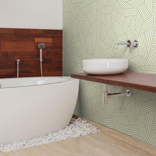 Green and Tan Pattern Geometric Peel and Stick Removable Wallpaper 8423