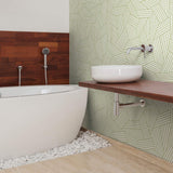 Green and Tan Pattern Geometric Peel and Stick Removable Wallpaper 8423
