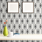 Black and White Motif Geometric Peel and Stick Removable Wallpaper 185b