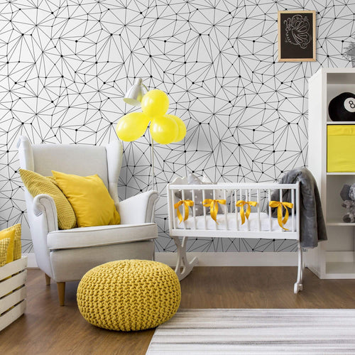 Black and White Lines Geometric Peel and Stick Removable Wallpaper 7745