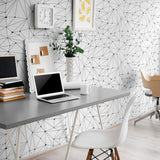 Black and White Lines Geometric Peel and Stick Removable Wallpaper 7745
