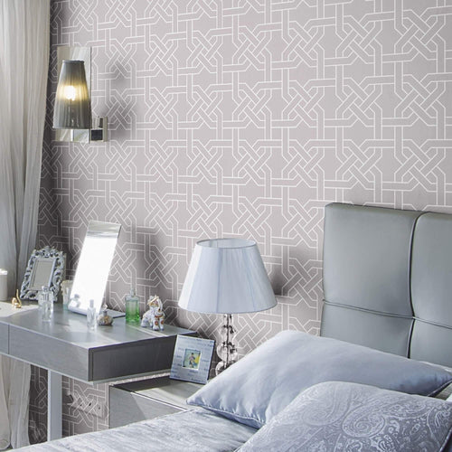 White and Grey Pattern Geometric Peel and Stick Removable Wallpaper 7654