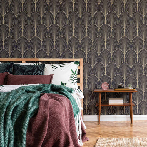 Black Arch Peel and Stick Removable Wallpaper 9934