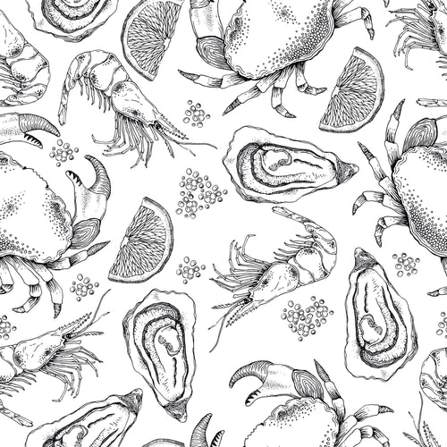 Black and White Fish Nautical Peel and Stick Removable Wallpaper 7712