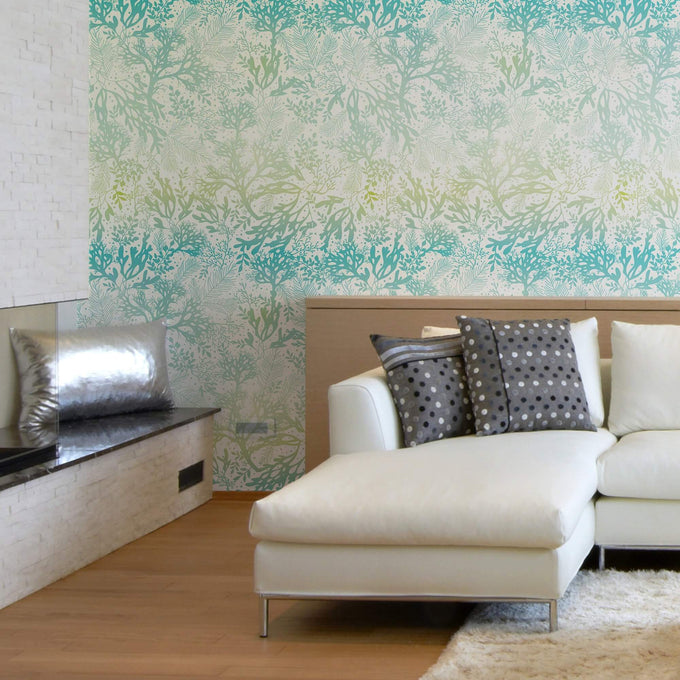 White and Turquoise Nautical Peel and Stick Removable Wallpaper 1610