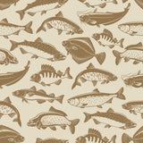 Brown and Beige Fish Nautical Peel and Stick Removable Wallpaper 3220