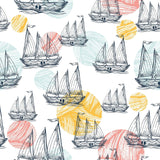 Red and Yellow Nautical Peel and Stick Removable Wallpaper 0018