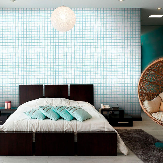 White and Blue Geometric Peel and Stick Removable Wallpaper 1830