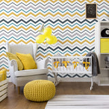Yellow and Grey Chevron Peel and Stick Removable Wallpaper 7372
