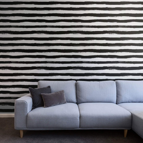 Black and White Horizontal Peel and Stick Removable Wallpaper 0812
