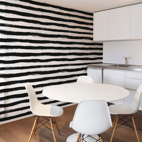 Black and White Horizontal Peel and Stick Removable Wallpaper 0812