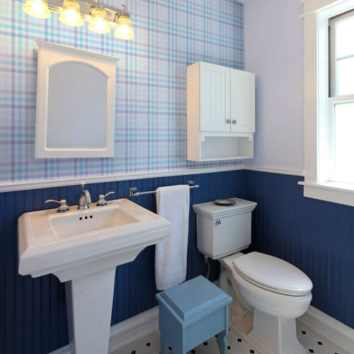 Blue Plaid Peel and Stick Removable Wallpaper 0643