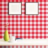 Red and White Plaid Peel and Stick Removable Wallpaper 6879