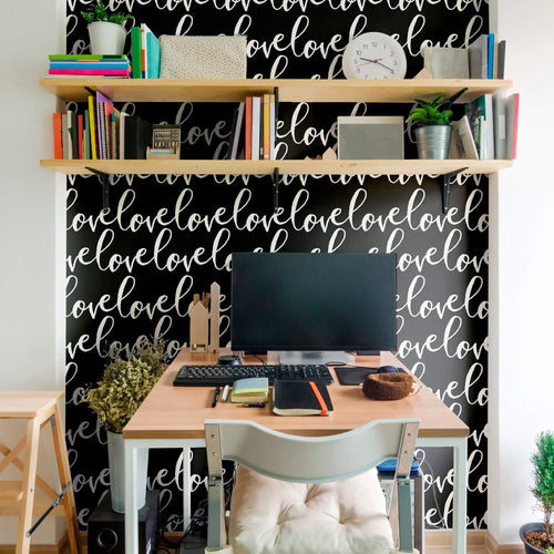 White and Black Handwriting Teens Peel and Stick Removable Wallpaper 4614