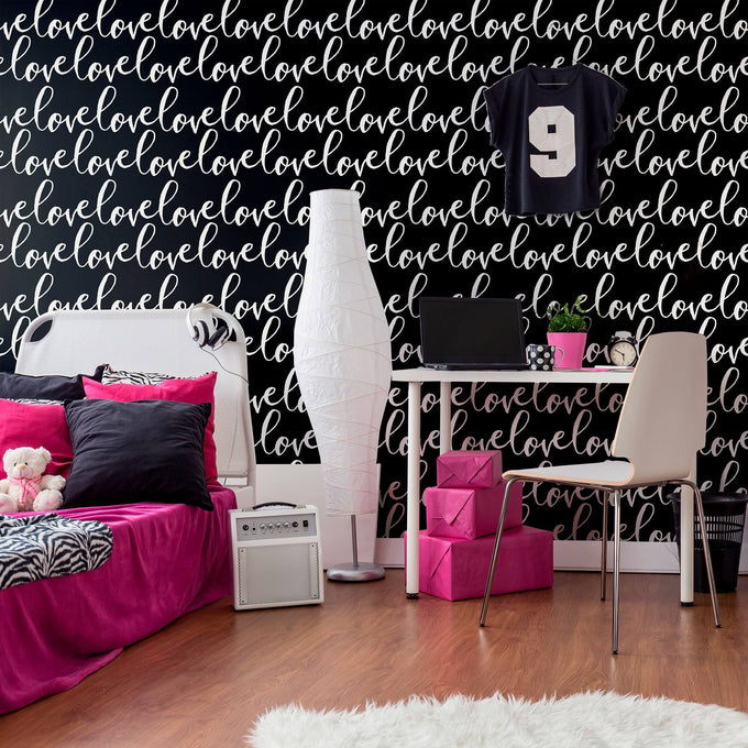 White and Black Handwriting Teens Peel and Stick Removable Wallpaper 4614