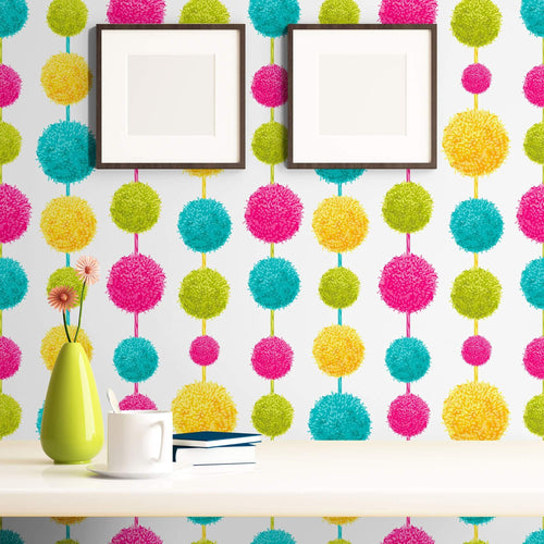 Yellow and Fuchsia Retro Teens Peel and Stick Removable Wallpaper 6125