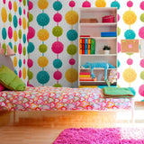 Yellow and Fuchsia Retro Teens Peel and Stick Removable Wallpaper 6125