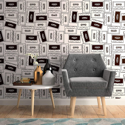 White Retro Teens Peel and Stick Removable Wallpaper 0787