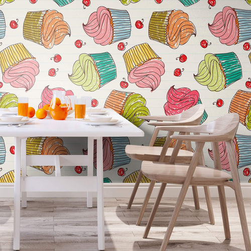 Red and Brown Food Teens Peel and Stick Removable Wallpaper 9325