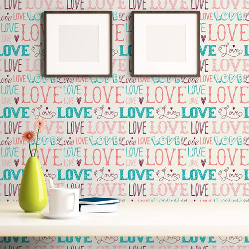 Purple and Blue Handwriting Teens Peel and Stick Removable Wallpaper 4025