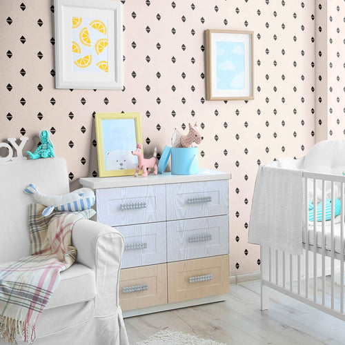 Tan and Black Geometric Teens Peel and Stick Removable Wallpaper 7351