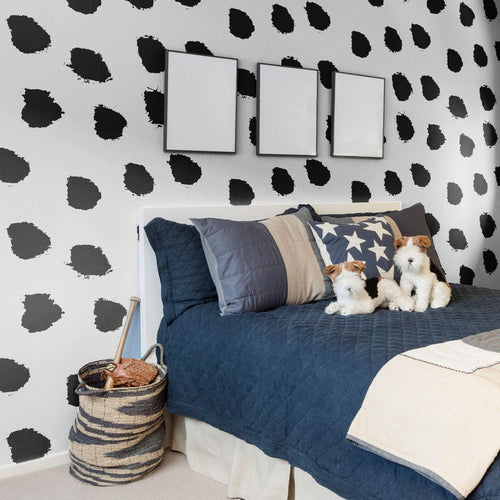 Black and White Dotted Teens Peel and Stick Removable Wallpaper 9339