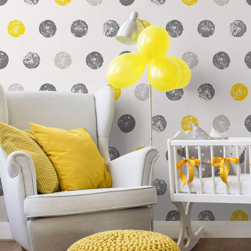 Yellow and Grey Geometric Teens Peel and Stick Removable Wallpaper 7349