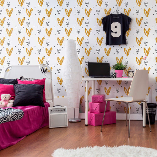 White and Yellow Teens Peel and Stick Removable Wallpaper 5135