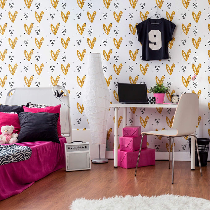 White and Yellow Teens Peel and Stick Removable Wallpaper 5135