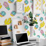 Yellow and Pink Tropical Teens Peel and Stick Removable Wallpaper 3052