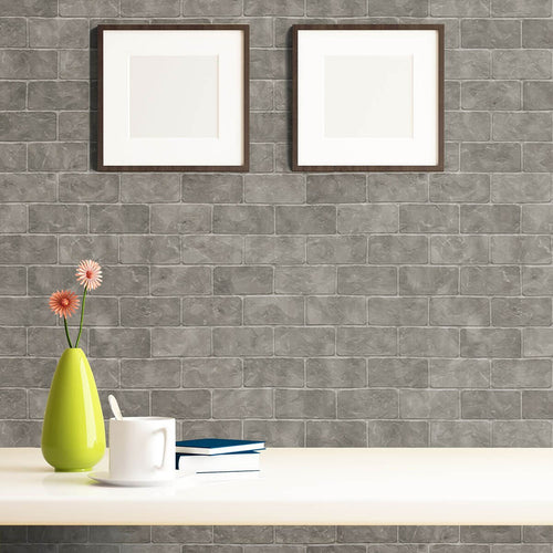 Charcoal Brick Imitation Peel and Stick Removable Wallpaper 5286