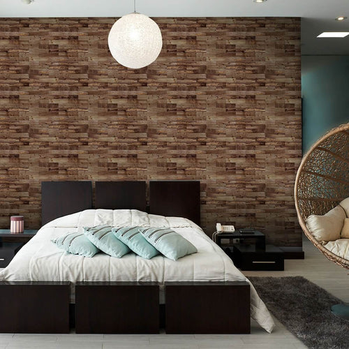 Brown Faux Wood Peel and Stick Removable Wallpaper 0511