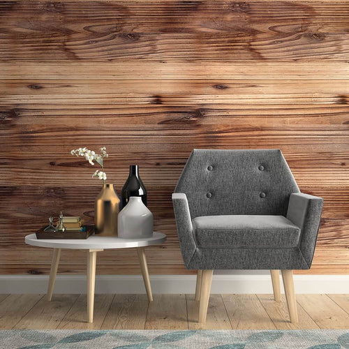 Tan and Brown Wood Imitation Peel and Stick Removable Wallpaper 5273