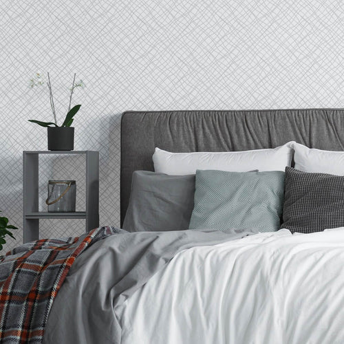 White Faux Fabric Peel and Stick Removable Wallpaper 9689