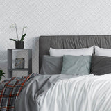 White Faux Fabric Peel and Stick Removable Wallpaper 9689