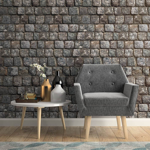 Brown and Grey Stone imitation Peel and Stick Removable Wallpaper 4205