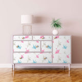 White and Pink Asian Themed Peel and Stick Removable Wallpaper 9390