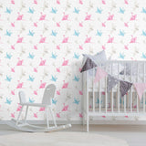 White and Pink Asian Themed Peel and Stick Removable Wallpaper 9390