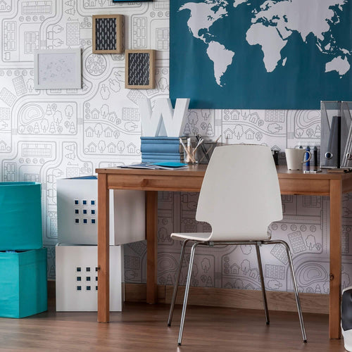 Black City Themed Peel and Stick Removable Wallpaper 4140